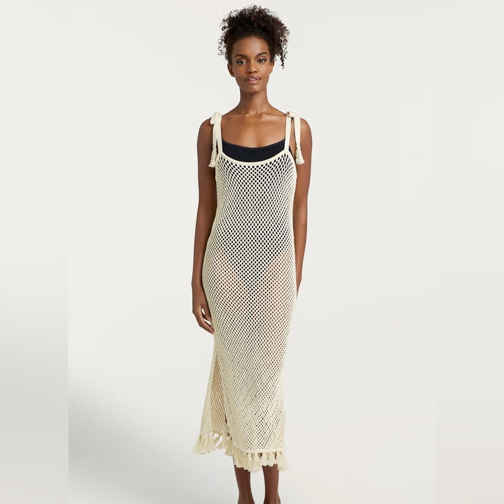 NWT Cinq a Sept Crochet Tassel Midi Dress
